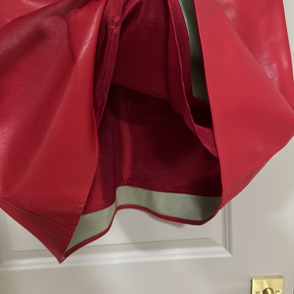 Dauphine Red PU Leather A-Line Skirt, Knee Length, Lined, Pockets ANTHROPOLOGIE - Picture 9 of 12